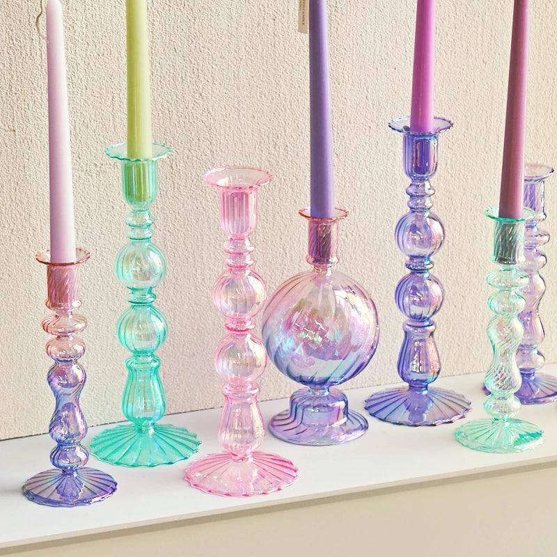 Floriddle Retro Candlesticks Taper Candle Holders Tall Candlesticks Decoration Party Glass Vase Home Decor Wedding Decoration Luxlife Brands