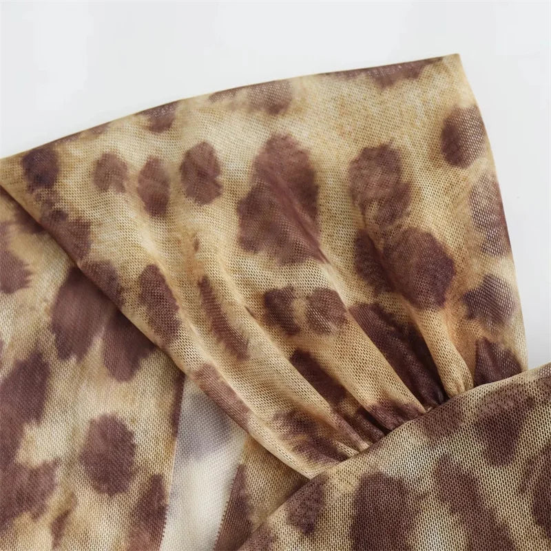 MUJER 2025 Woman Body Leopard Print Mesh Sleeveless Bodysuit Women Summer Tulle Off Shoulder Tight Bodysuit Lingerie Sexy Body