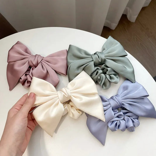 Retro Simple Satin Hair Scrunchie Candy Color Elastic Hair Bands Ponytail Hair Ties Fashion Ornament For Girls Hair Accessories LUXLIFE BRANDS