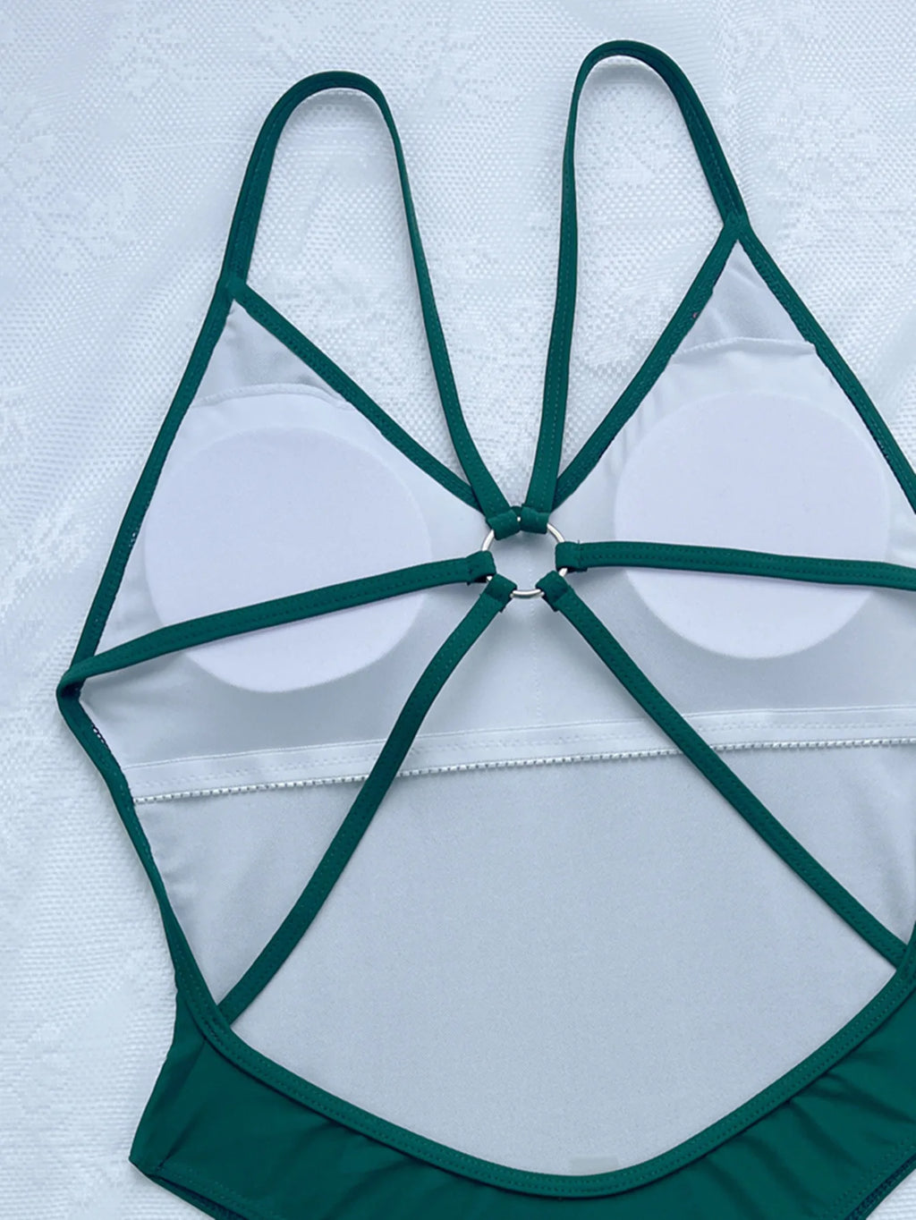 Sexy One Piece Swimsuit Women Ring Linked Bathing Suit String Bandage Swimwear Cut Out Monokini Summer Beach Swim Suit Bather