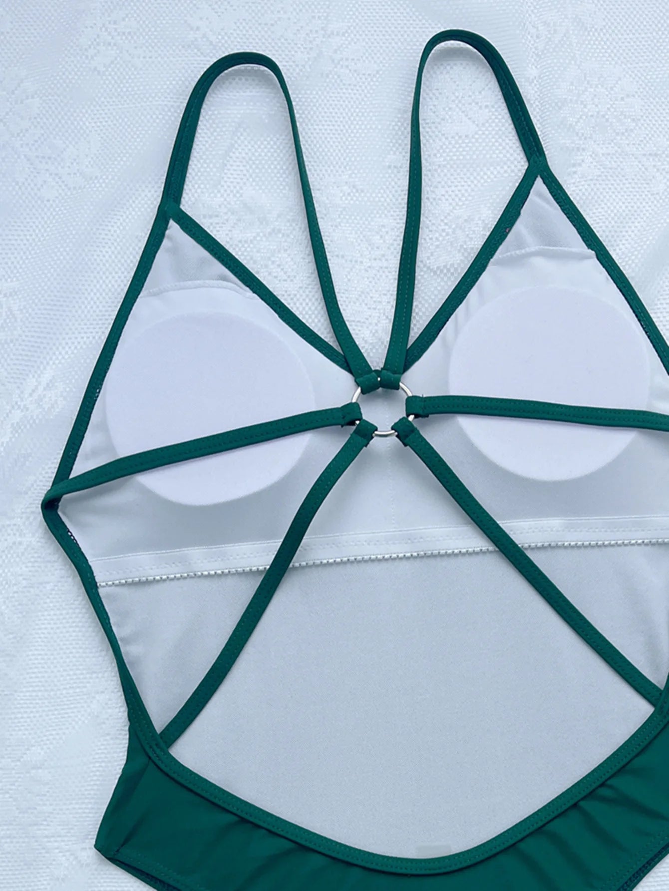 Sexy One Piece Swimsuit Women Ring Linked Bathing Suit String Bandage Swimwear Cut Out Monokini Summer Beach Swim Suit Bather