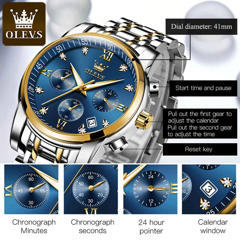 Chronograph Luminous Quartz Watch LUXLIFE BRANDS