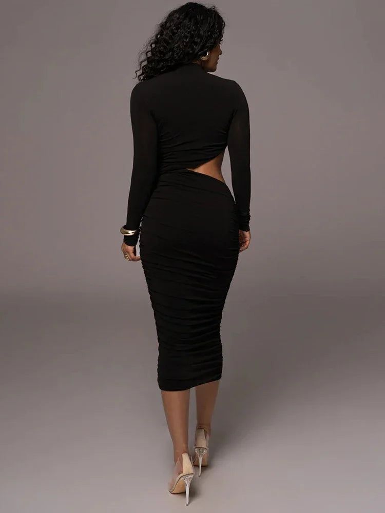 Just Dreamy Long Sleeve Cut Out MIDI Dress LUXLIFE BRANDS
