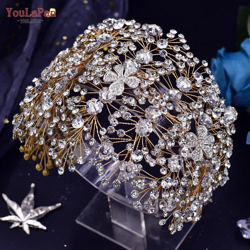 TOPQUEEN Wedding Headband Hair Jewelry Luxury Bride Headdress Hair Accessories Rhinestone Wedding Head Piece Woman Tiara HP240 LUXLIFE BRANDS