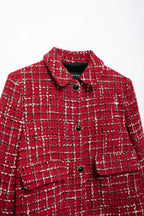 HH Women Fashion Red Texture Skirt Sets Single Breasted Lapel Jacket Coat Side Zipper Shorts Skirts High Street Lady Outfit Luxlife Brands