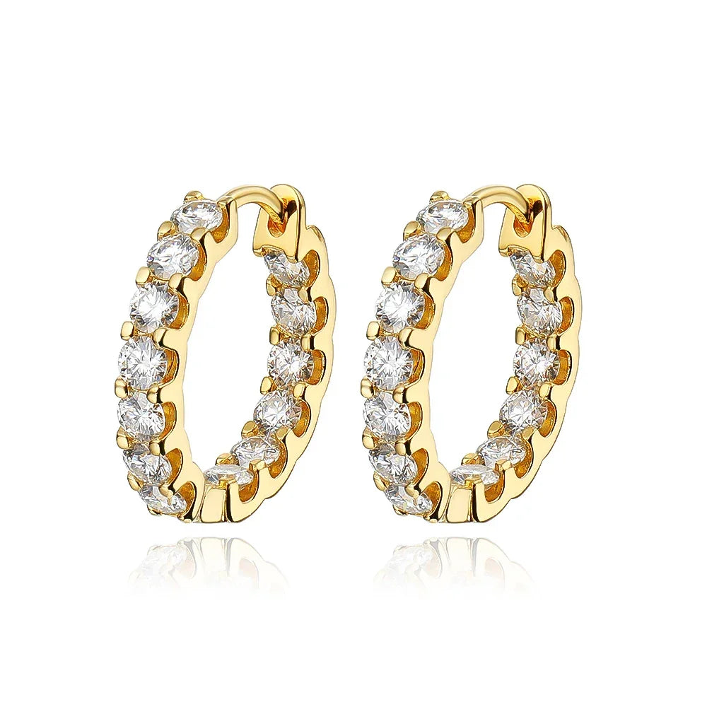 Smyoue 18k Plated Total 2.6CT Full Moissanite Hoop Earring for Women Sparkling Wedding Party Earring 925 Sterling Silver Jewelry