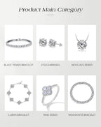 ATTAGEMS Round Cut 0.5CT Full Moissanite Ring DVVS1 Real 925 Sterling Silver for Women Engagement Fine Jewelry Shipping From USA Luxlife Brands