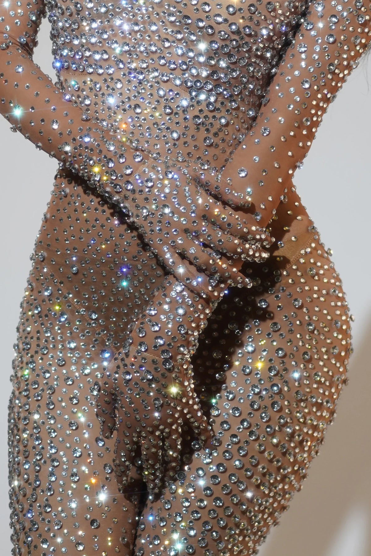 Full-Length Rhinestone Mesh Bodysuit