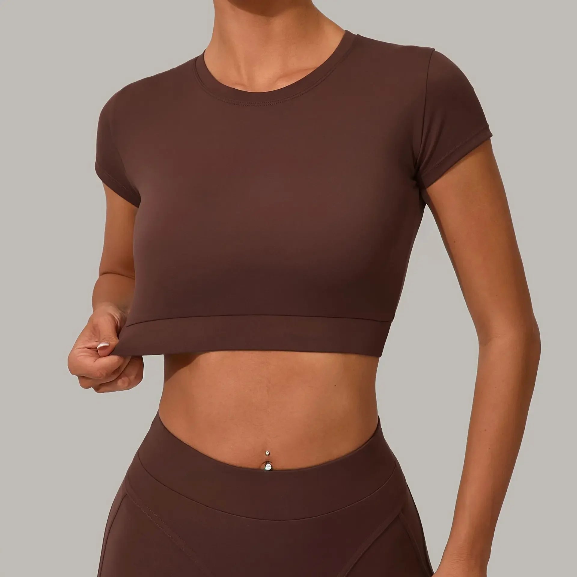 Yoga T-shirt Women's Short Sleeved Sports T-shirt Quick Drying Workout Short Sleeved Pilates Running Tights Exercise Fitness Top