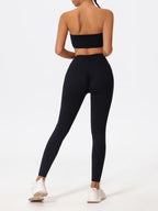 Ctenkevet Summer Women's Breathable Yoga Set Female High Waist Drawstring Sports Suit 2ps Women Fitness Wear Strapless Bra Woman Luxlife Brands