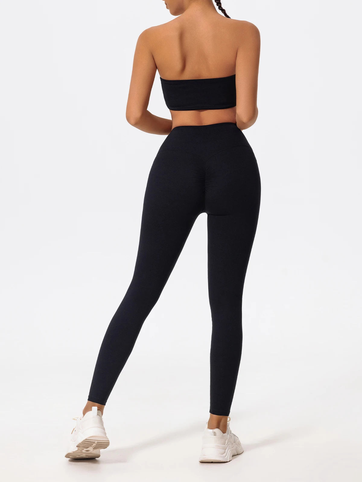 Ctenkevet Summer Women's Breathable Yoga Set Female High Waist Drawstring Sports Suit 2ps Women Fitness Wear Strapless Bra Woman