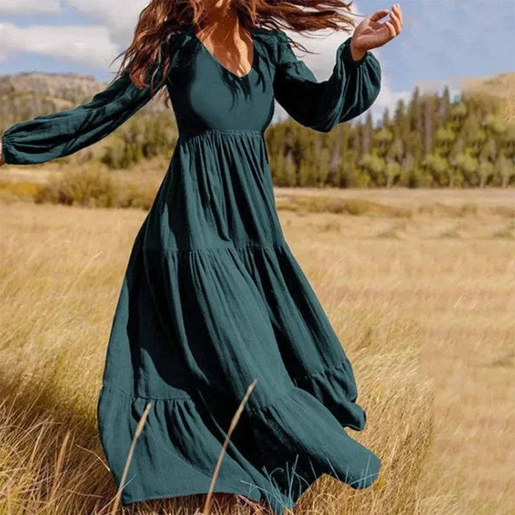 Boho Fashion Women's Dress 2024 Summer Casual Fashion Long Light Dress Crew Neck Loose Sleeves Art Long Vintage Dress