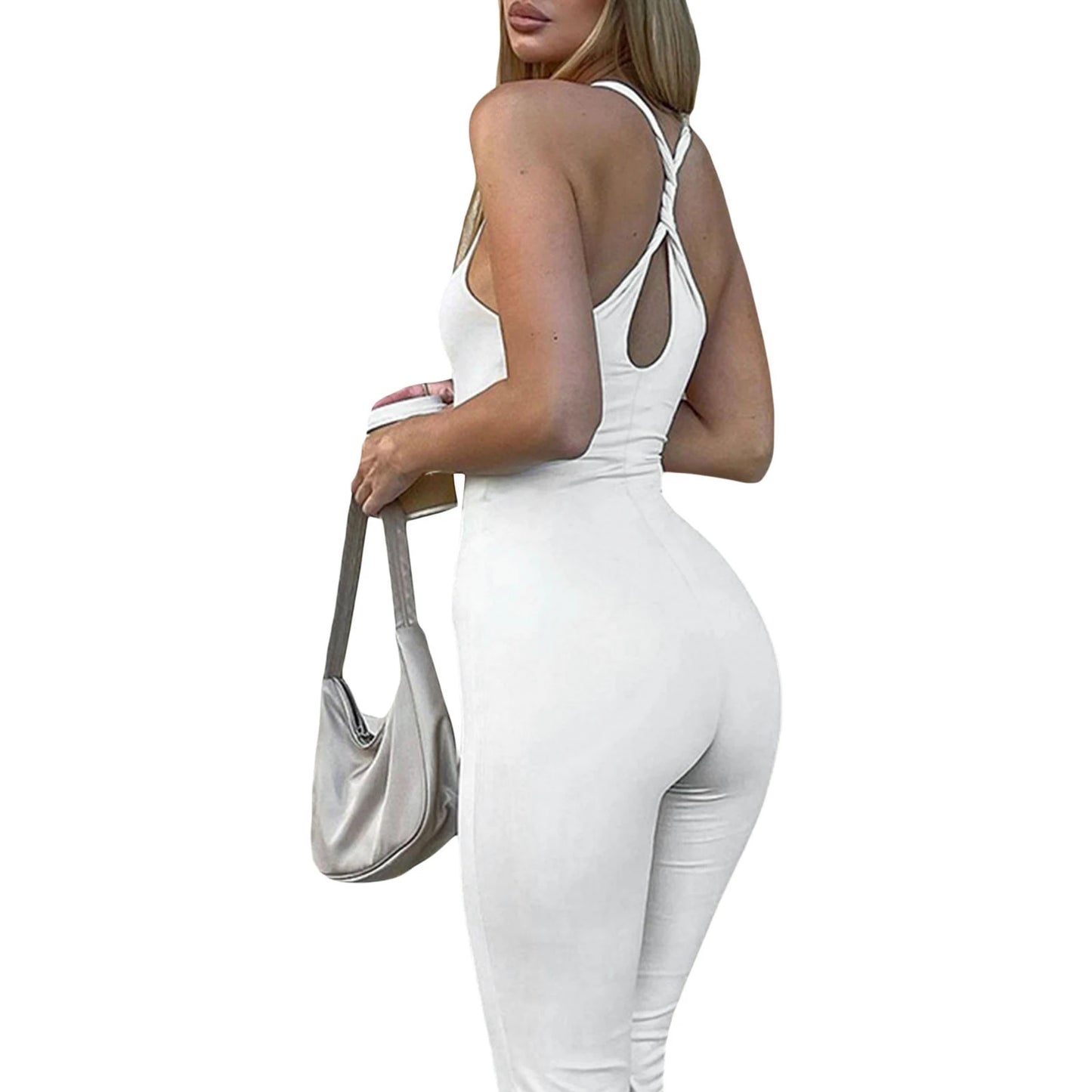 Trendy Ribbed Knit Yoga Jumpsuit LUXLIFE BRANDS
