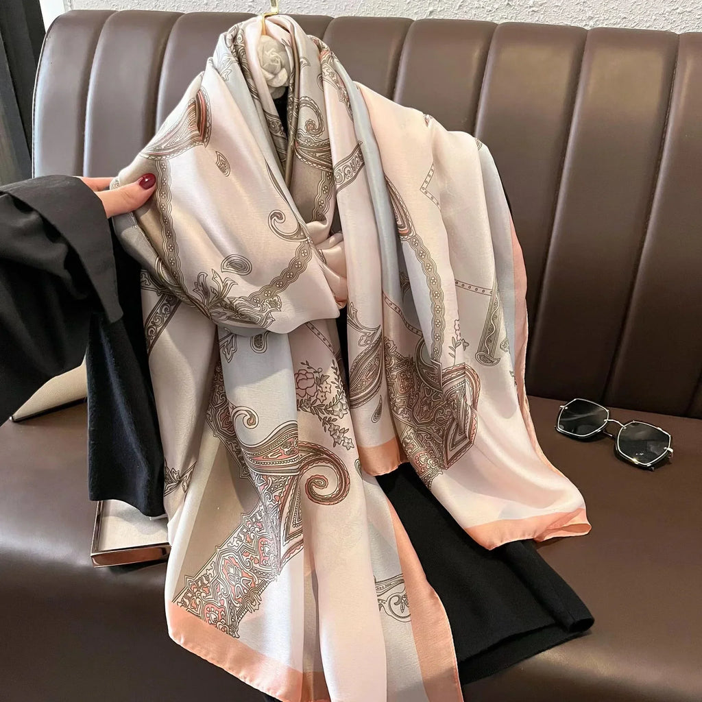 180*90cm Luxury Brand Spring Summer Autumn Women Clothing New Fashion Color matching printed silk scarf lady popular turba
