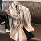 180*90cm Luxury Brand Spring Summer Autumn Women Clothing New Fashion Color matching printed silk scarf lady popular turba Luxlife Brands