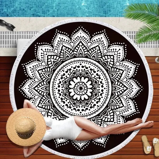 Gradient Mandala Round Beach Towel/Yoga Mat