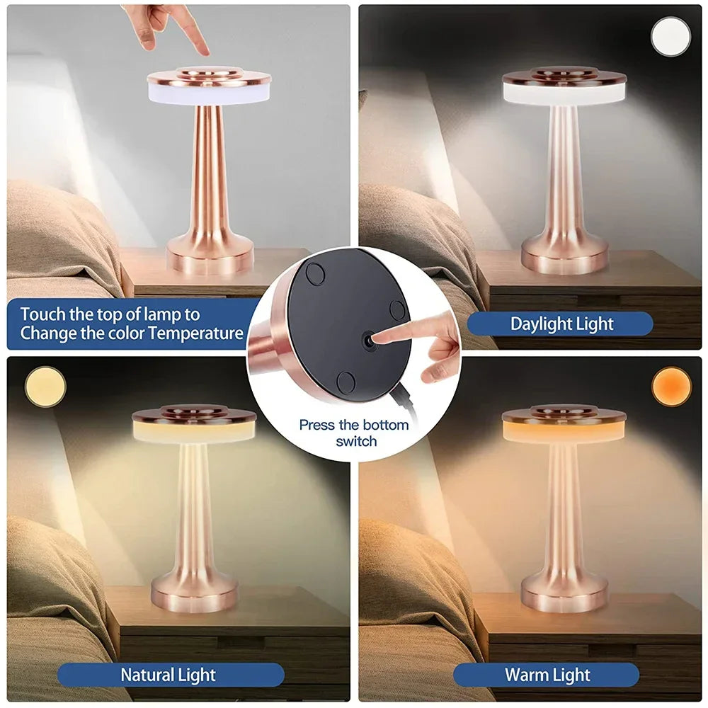 Retro Bar Table Lamp Led Rechargeable Desk Light Room Decor Lampe Camping Luces Bedroom Coffee Decoration Chambre Night Lights LUXLIFE BRANDS