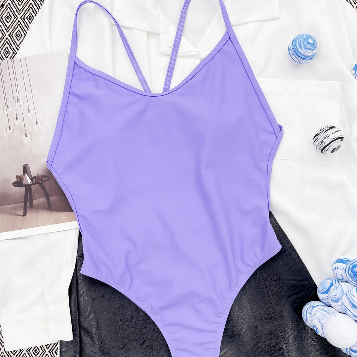 Sexy One Piece Swimsuit Women Ring Linked Bathing Suit String Bandage Swimwear Cut Out Monokini Summer Beach Swim Suit Bather Luxlife Brands