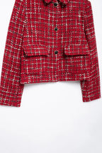 HH Women Fashion Red Texture Skirt Sets Single Breasted Lapel Jacket Coat Side Zipper Shorts Skirts High Street Lady Outfit Luxlife Brands