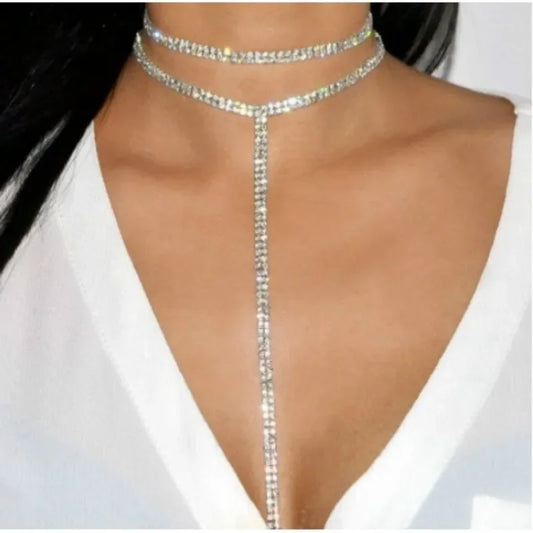 Delysia King Rhinestone Double Jewelry Women's Long Necklace Clavicle Chain LUXLIFE BRANDS