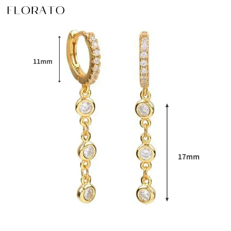 Luxury white crystal zircon earrings 925 sterling silver ear needles Hoop gold earrings For women Fashion Luxury Wedding Jewelry