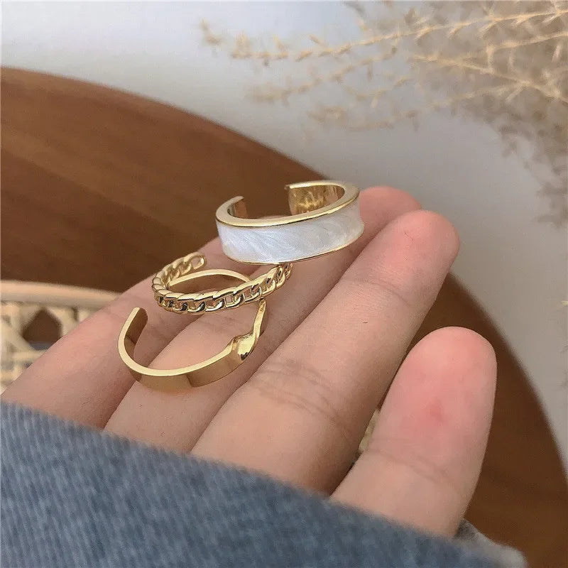 Stainless Steel Black White Heart Rings For Women Gold Color Oil Drip Open Couple Rings Wedding Jewelry Gift Bijoux Femme Luxlife Brands