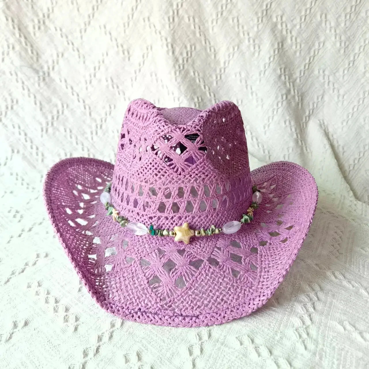 Melesh Western Women's Mint Green Cowboy Hat Straw Cowboy Hat Plasticity Strong Wide Brim Sunshine Beach Western Cowboy Hat