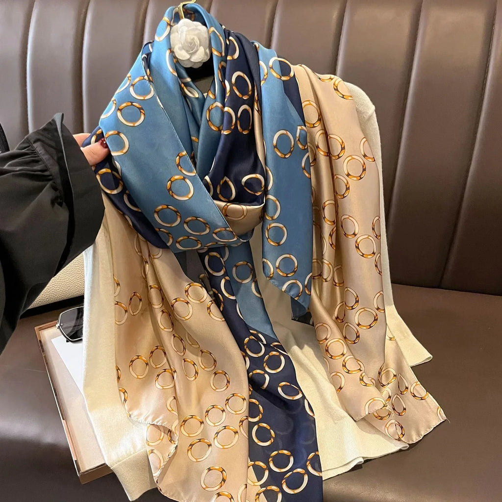 180*90cm Luxury Brand Spring Summer Autumn Women Clothing New Fashion Color matching printed silk scarf lady popular turba