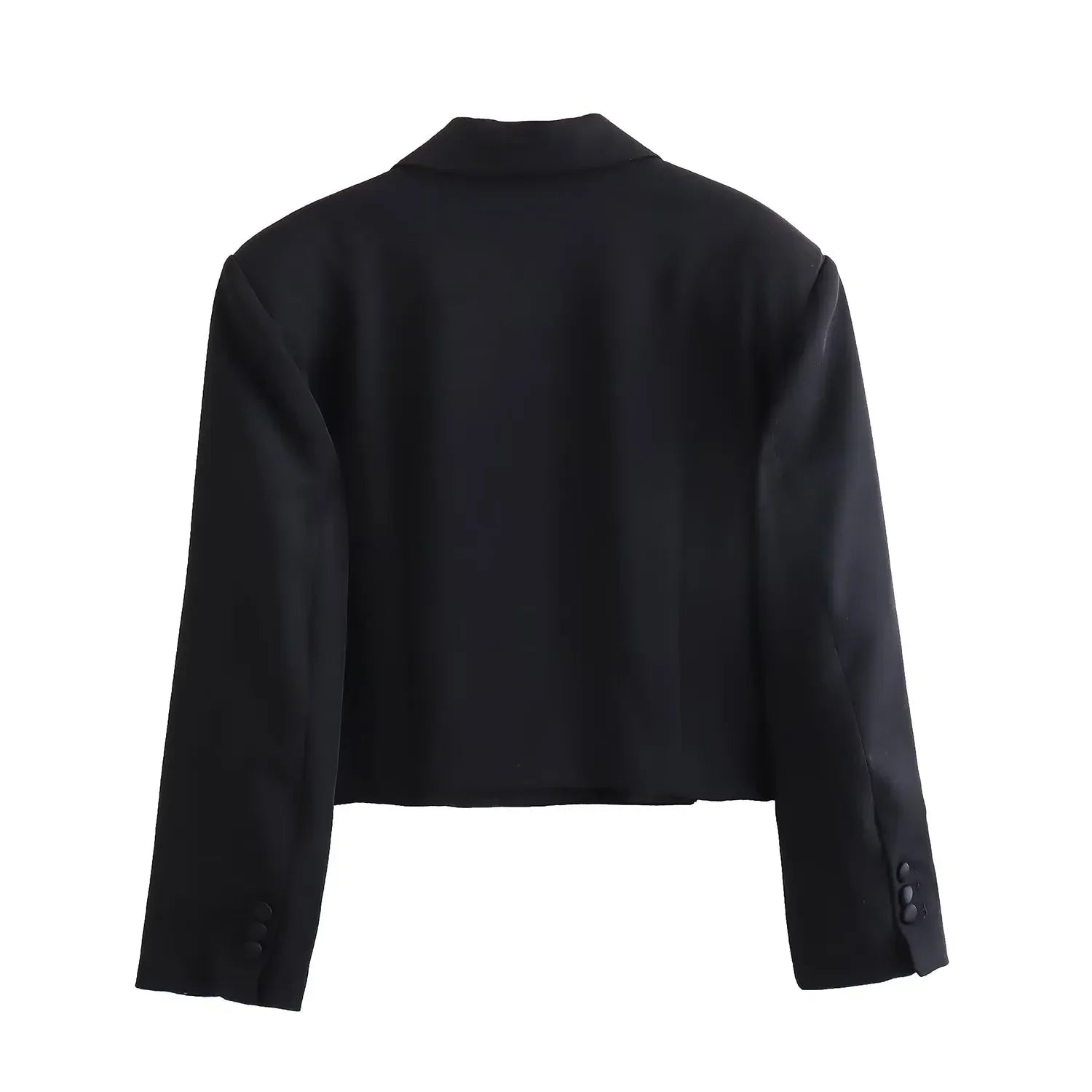 Satin Black Cropped Blazer LUXLIFE BRANDS