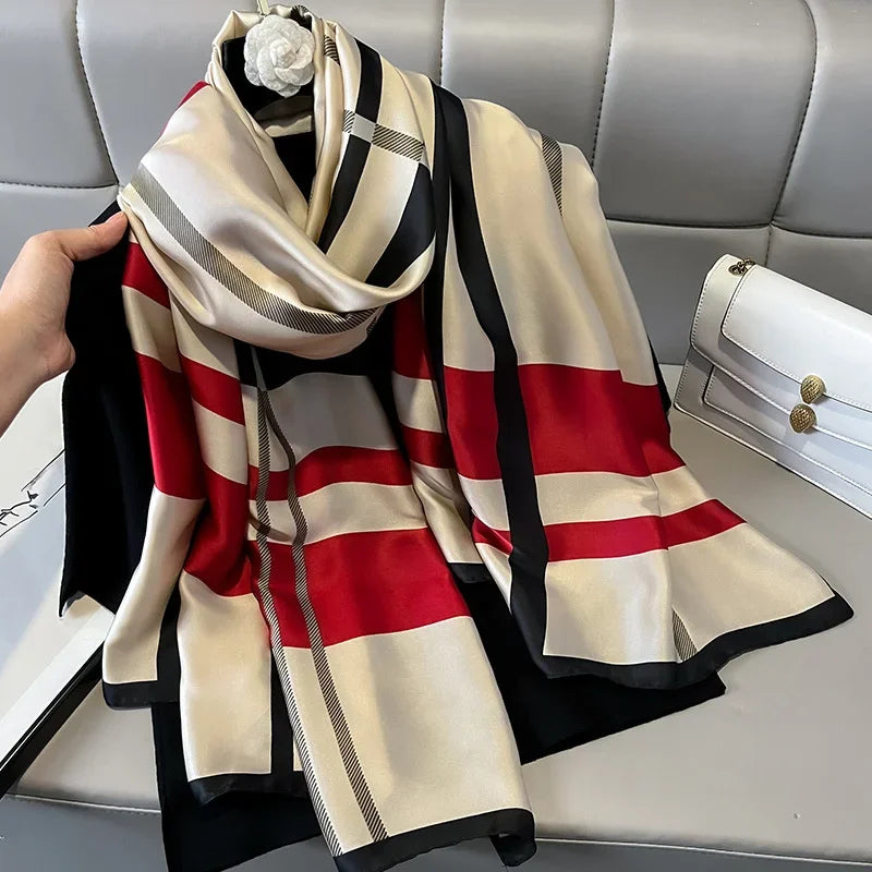 Design Satin Silk Shawl Hijab Scarf Women Fashion Summer Sunscreen Beach Stole Wraps Bufanda Female Headkerchief Echarpe New Luxlife Brands