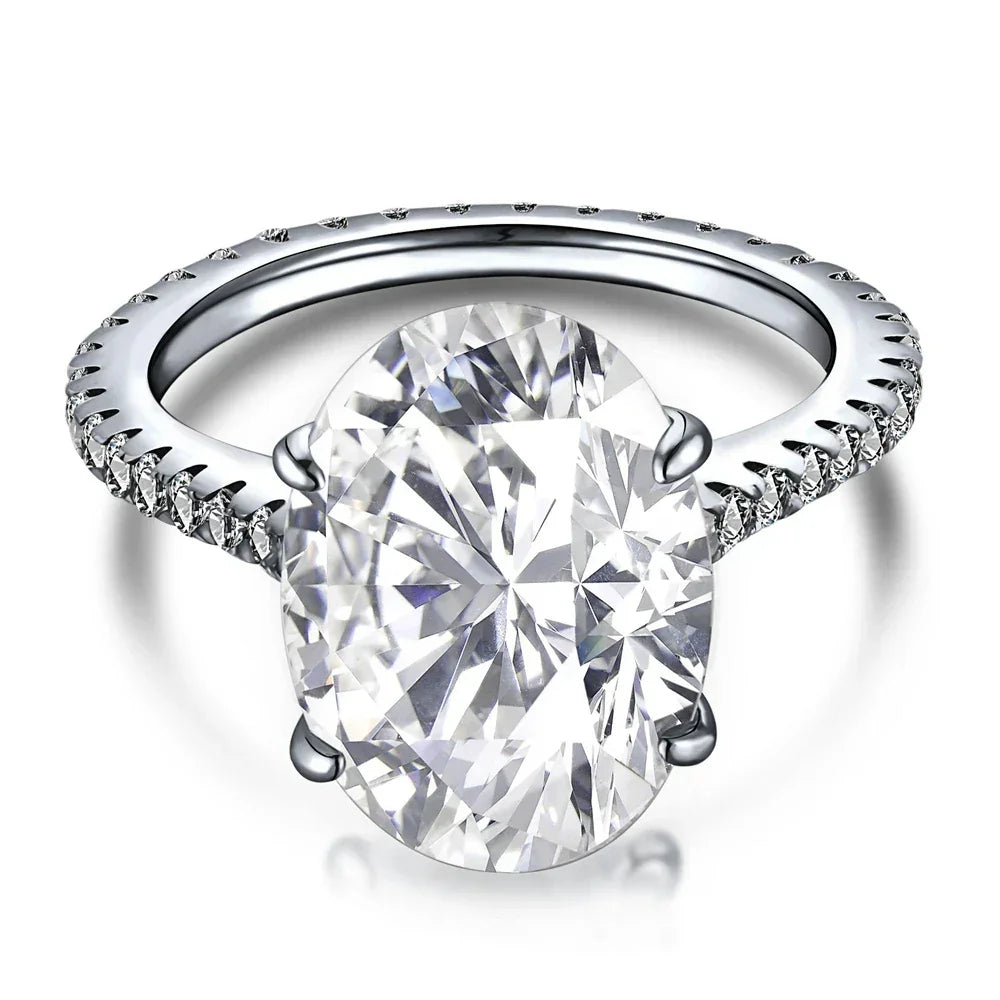 WUIHA New 925 Sterling Silver Oval Pear Cut 5CT/7CT/8CT White Sapphire Created Moissanite Diamonds Ring for Women Gift Wholesale Luxlife Brands