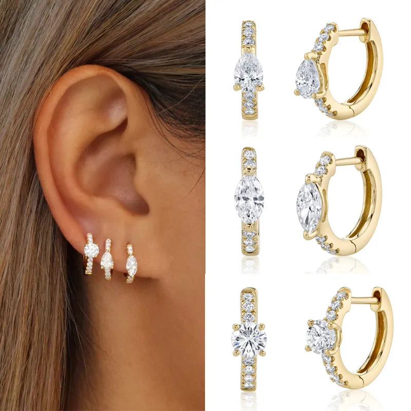 CRMYA Fashion Cubic Zirconia Cz Silver Gold Plated Hoop Earrings For Women Engagement Wedding Trendy Jewelry LUXLIFE BRANDS