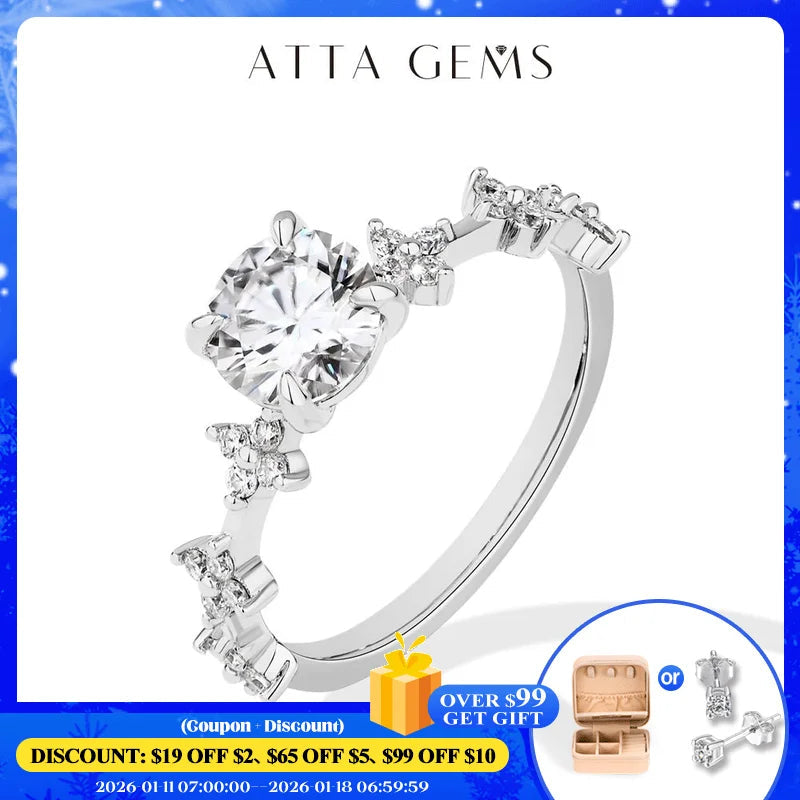 ATTAGEMS New Moissanite Ring for Women Four claws s925 Silver Rings Yellow Gold Plated Classic Anniversary Jewelry Free Shipping Luxlife Brands