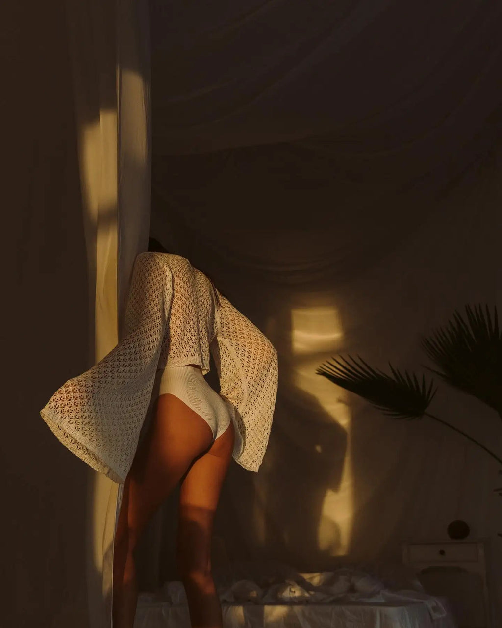 Sexy Knit Set White Cut Out Swimsuit Cover Up 2025 Women's Summer Bell Sleeve Lace-up Loose Top Beach Half Skirt Two-piece K136 Luxlife Brands