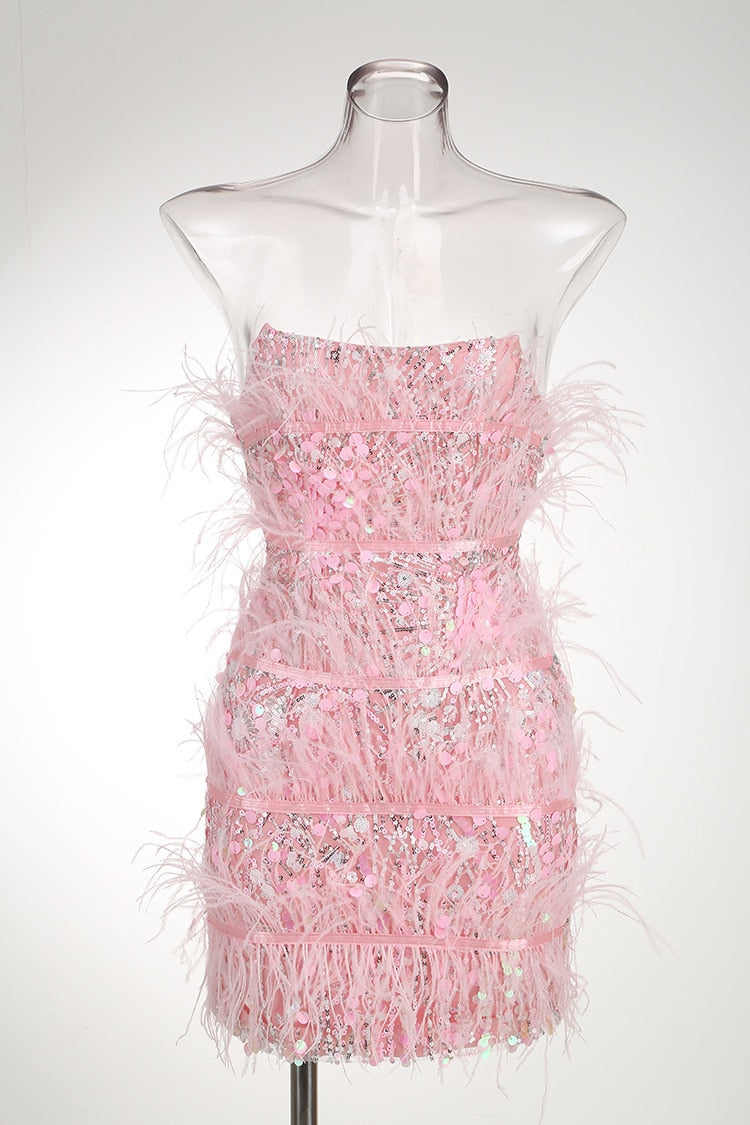 High Fashion Pink Barbie Ostrich Dress