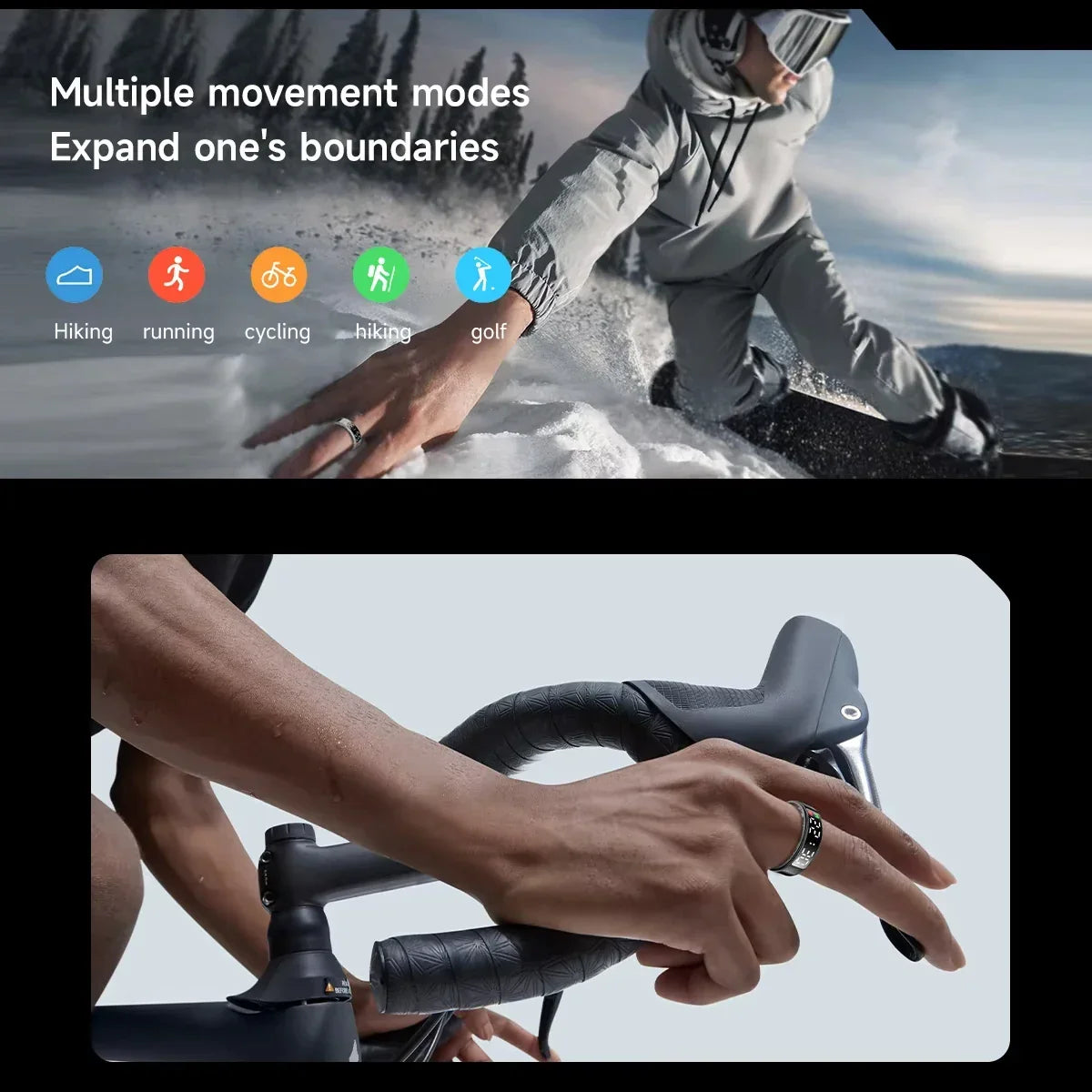 New SR08 Smart Ring LED Display Screen Heart Rate Sleeping Sports Modes Health Monitoring Men Women Stainless steel Sports Ring