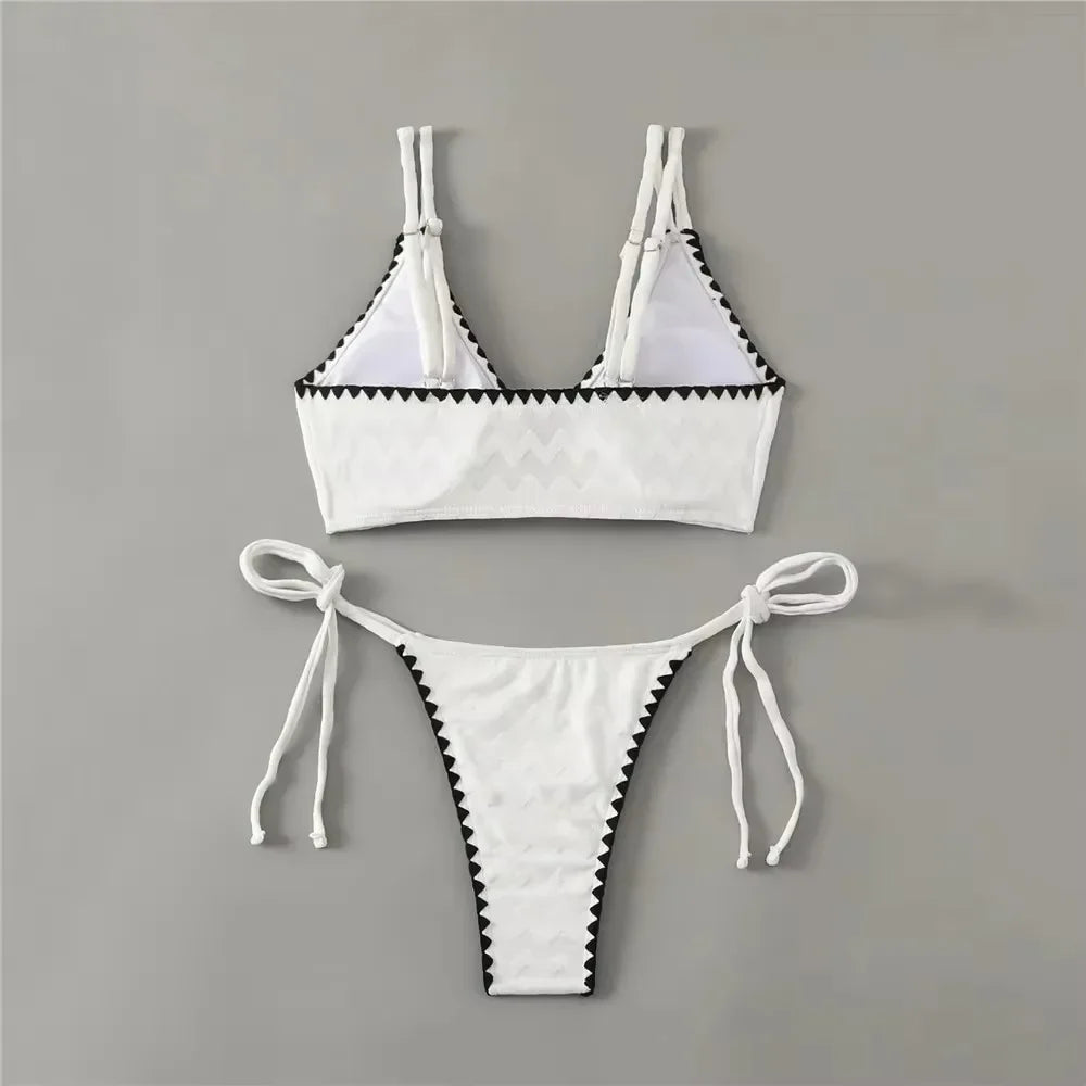 Sexy White Backless Swimwear Women 2024 One Piece Swimsuit Hollow Out Monokini Bathing Suit String Halter Swimming Wear Bather Luxlife Brands