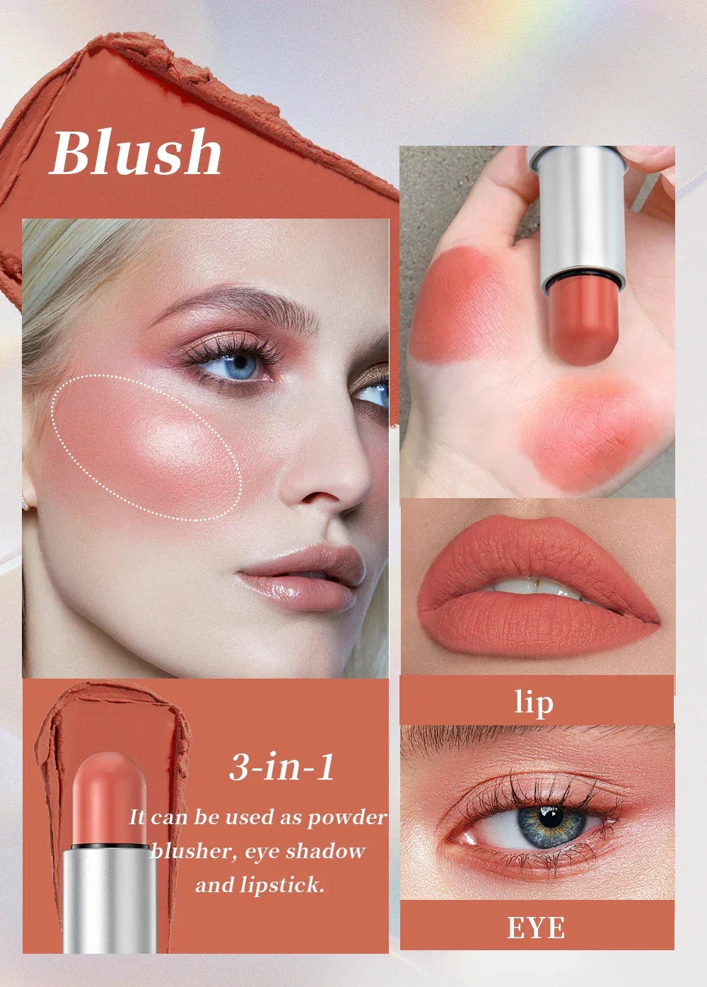 Waterproof Soft Cream Highlighter + Bronzer + Contour + Blush