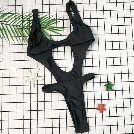 DEAT Fashion Women's New Hollow Out Lace Up One-piece Swimsuit High Elasticity Beach Vacation Style Bikini Female Trend 11A04793