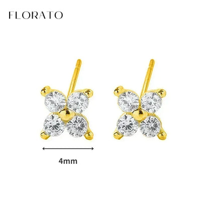 Luxury white crystal zircon earrings 925 sterling silver ear needles Hoop gold earrings For women Fashion Luxury Wedding Jewelry