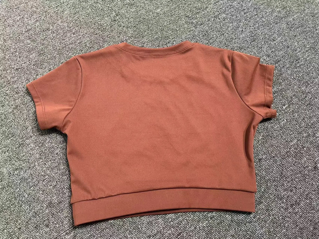 Yoga T-shirt Women's Short Sleeved Sports T-shirt Quick Drying Workout Short Sleeved Pilates Running Tights Exercise Fitness Top