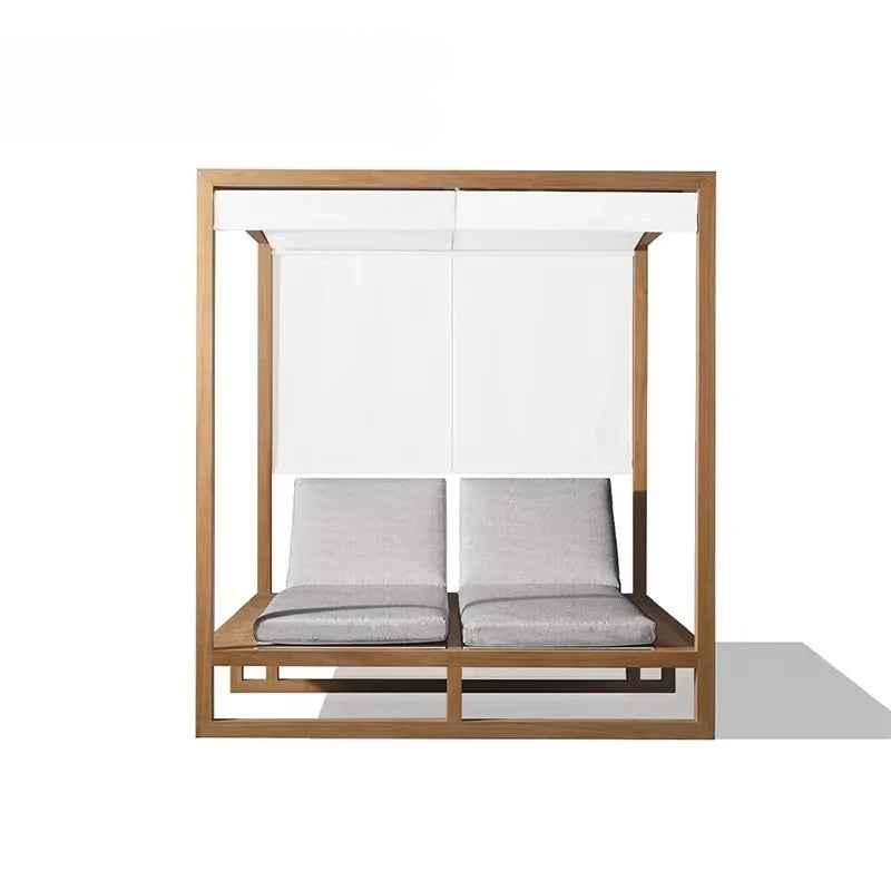 High Quality Luxury Hotel Outdoor Sunbed All-Weather Beach Lounge Bed with Canopy Waterproof Daybed for Garden or Pool Use