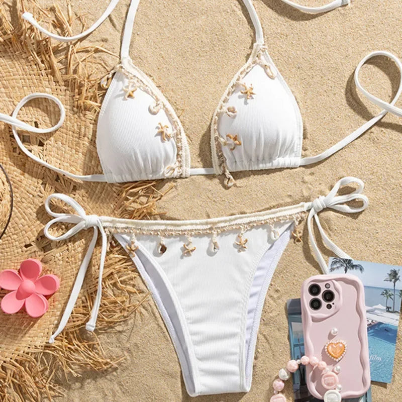 Sexy White Bikinis Women's Swimwear Female Swimsuit For Swimming Wear Bathing Suits Brazilian Bikini Set Beachwear Pool Bather