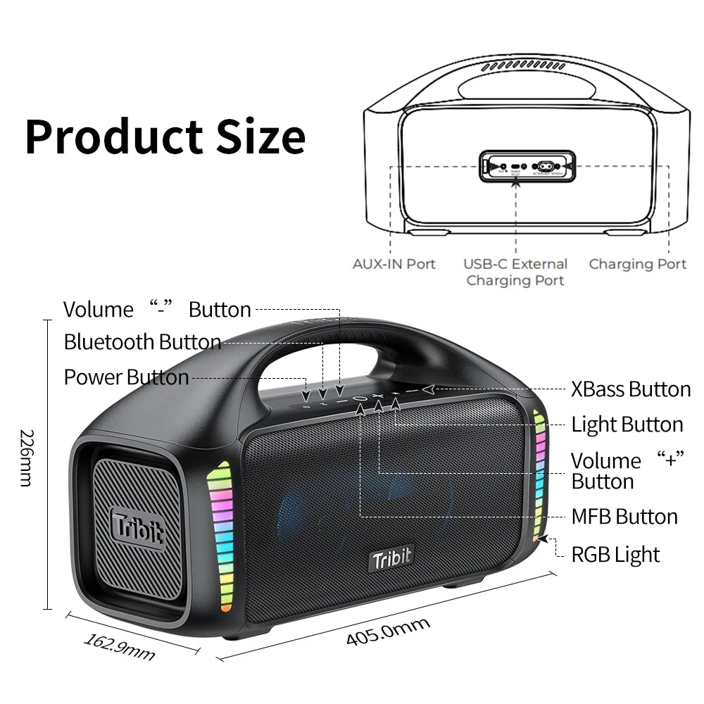 Portable Bluetooth Speaker 90W StormBox Blast Waterproof 30H Playtime