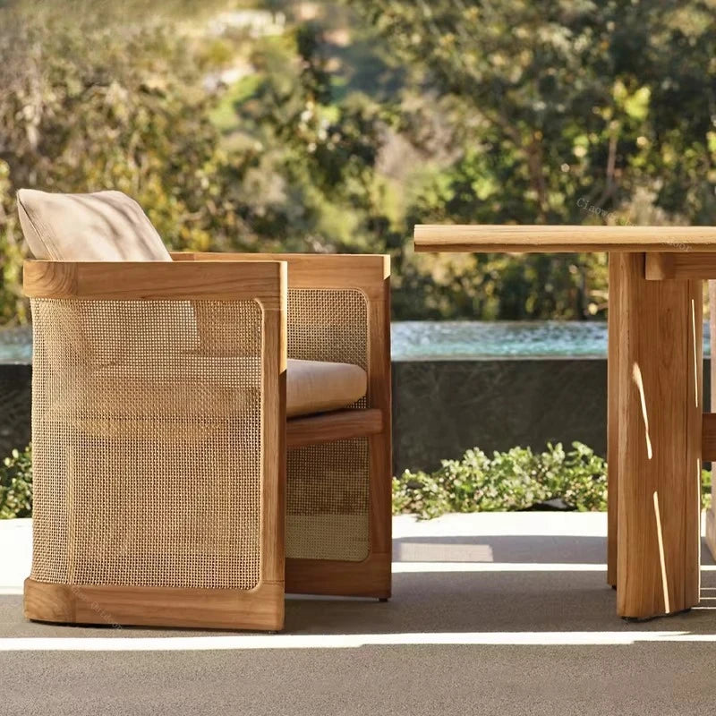 High-end outdoor furniture garden courtyard villa luxury bed leisure hotel swimming pool teak sun bath bed set