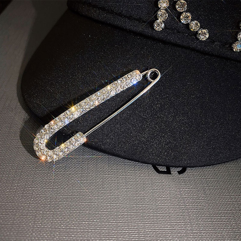 Cute Alloy Rhinestone Pins For Pants Waist Adjustment Women Cardigan Scarf Shawl Safety Brooches Korean Simple Luxury Jewelry