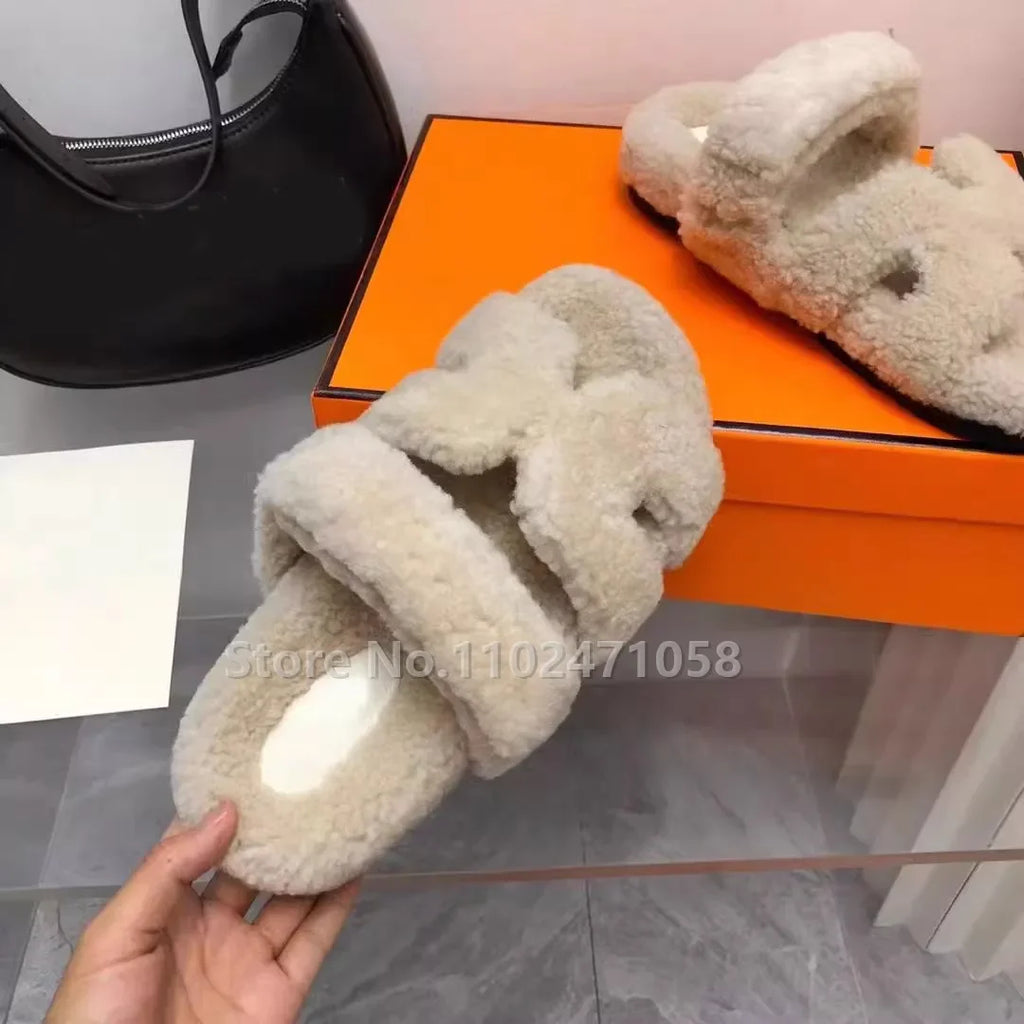 Women Designer Fur Slippers Luxury LUXLIFE BRANDS