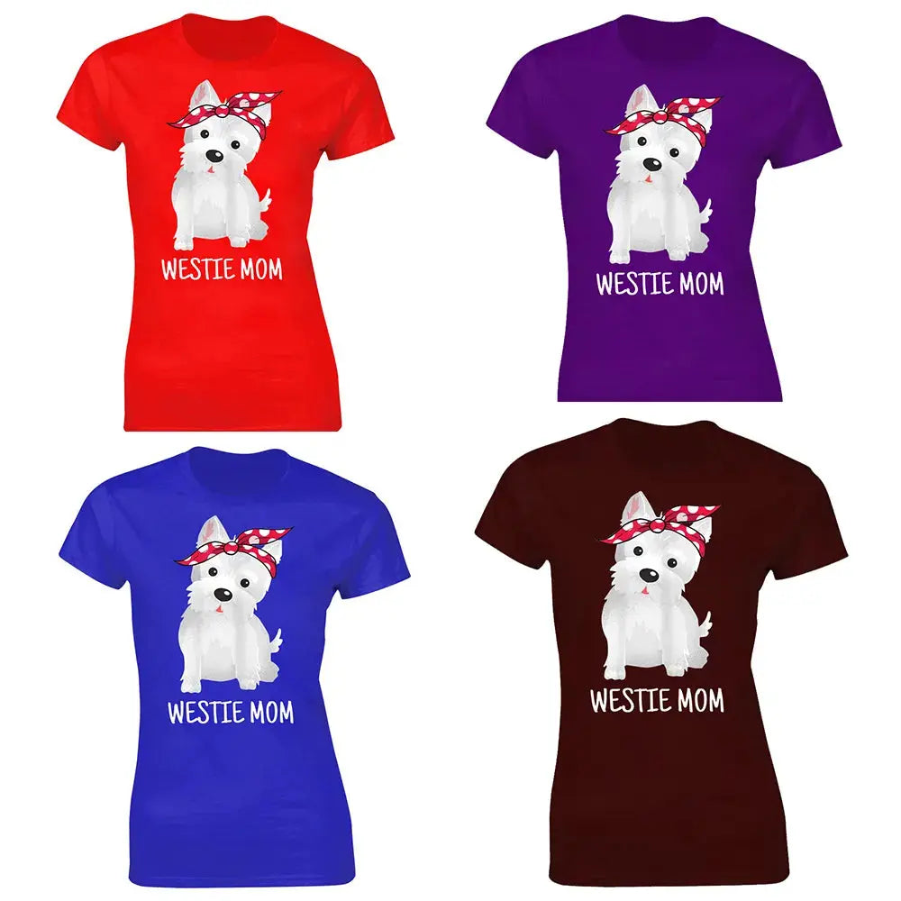 Westie Mom West Highland White Terrier Dog Lovers Gift T Shirts Graphic Cotton Streetwear Short Sleeve T-shirt Women Clothing - LUXLIFE BRANDS