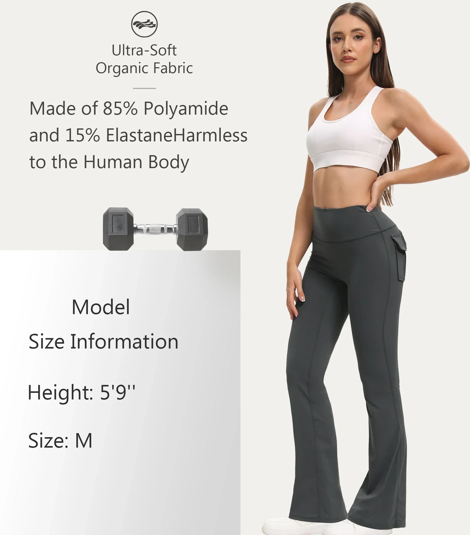 Women's Flare Leggings with Pockets High Waisted Butt Lifting No Front Seam Tummy Control Bootcut Yoga Pants for Women