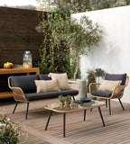 Nordic Hotel Villa Outdoor Sofas Garden Furniture Waterproof PE Hotel Villa Garden Rattan Aluminum Teak Wood Sectional Sofa Set Luxlife Brands
